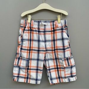 GYMBOREE Orange and Blue Plaid Cargo Shorts - Size 8